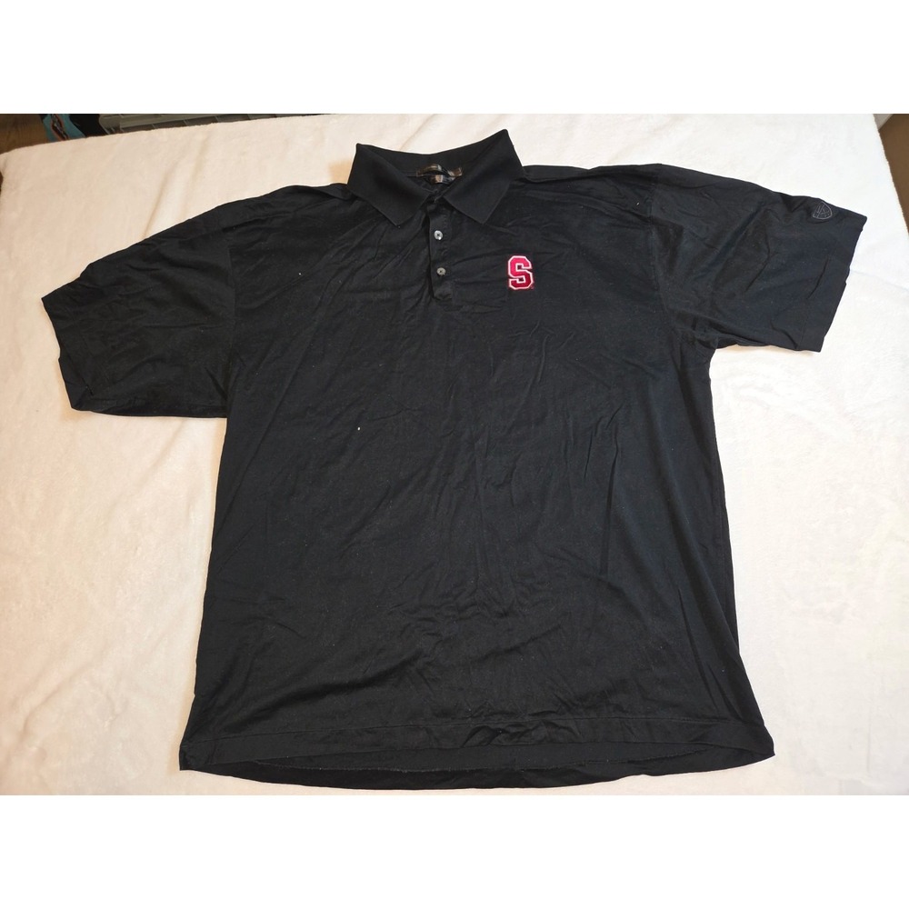 011-Tiger Woods Collection Stanford Cardinal Black Polo Shirt Mens XL Mercerized